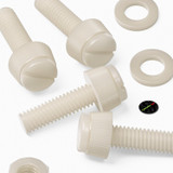 50x viti in nylon naturale zigrinate a taglio M6 x 20 mm, dadi e rondelle