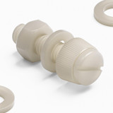 50x Natural Nylon Slotted Knurled Thumbscrews M6 x 20 mm, Nuts & Washers