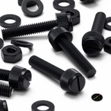 50x Black Nylon Slotted Knurled Thumbscrews M6 x 30 mm, Nuts & Washers
