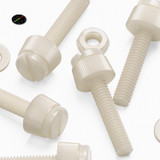 50x viti in nylon naturale zigrinate a taglio M4 x 20 mm, dadi e rondelle