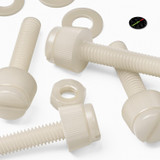 50x viti in nylon naturale zigrinate a taglio M4 x 20 mm, dadi e rondelle