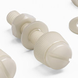50x viti in nylon naturale zigrinate a taglio M4 x 20 mm, dadi e rondelle