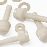 50x viti in nylon naturale zigrinate a taglio M4 x 20 mm, dadi e rondelle