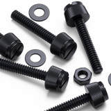 50x viti in nylon nero zigrinate a taglio M3 x 20 mm, dadi e rondelle
