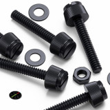 50x viti in nylon nero zigrinate a taglio M3 x 20 mm, dadi e rondelle