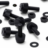 50x viti in nylon nero zigrinate a taglio M3 x 10 mm, dadi e rondelle