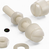 50x Natural Nylon Slotted Knurled Thumbscrews M4 x 30 mm, Nuts & Washers
