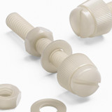 50x Natural Nylon Slotted Knurled Thumbscrews M4 x 30 mm, Nuts & Washers