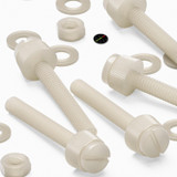 50x Natural Nylon Slotted Knurled Thumbscrews M4 x 30 mm, Nuts & Washers