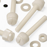 50x Natural Nylon Slotted Knurled Thumbscrews M4 x 30 mm, Nuts & Washers
