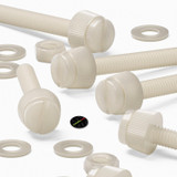 50x Natural Nylon Slotted Knurled Thumbscrews M4 x 30 mm, Nuts & Washers