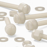 50x Natural Nylon Slotted Knurled Thumbscrews M4 x 30 mm, Nuts & Washers