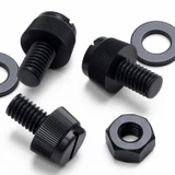 50x viti in nylon nero zigrinate a taglio M6 x 10 mm, dadi e rondelle