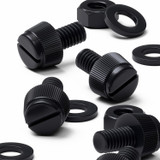 50x viti in nylon nero zigrinate a taglio M6 x 10 mm, dadi e rondelle