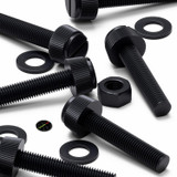 50x Black Nylon Slotted Knurled Thumbscrews M8 x 40 mm, Nuts & Washers