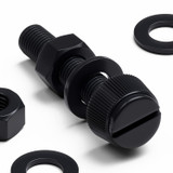 50x viti in nylon nero zigrinate a taglio M8 x 40 mm, dadi e rondelle