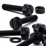 50x Black Nylon Slotted Knurled Thumbscrews M8 x 40 mm, Nuts & Washers