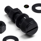 50x Black Nylon Slotted Knurled Thumbscrews M8 x 40 mm, Nuts & Washers
