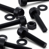 50x viti in nylon nero zigrinate a taglio M8 x 40 mm, dadi e rondelle