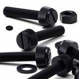 50x viti in nylon nero zigrinate a taglio M8 x 40 mm, dadi e rondelle