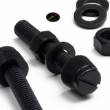50x viti in nylon nero zigrinate a taglio M5 x 30 mm, dadi e rondelle