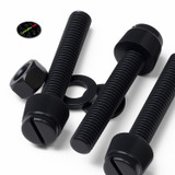 50x viti in nylon nero zigrinate a taglio M5 x 30 mm, dadi e rondelle