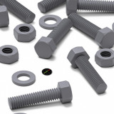 50x viti esagonali grigie in PVC M6 x 25 mm, dadi e rondelle
