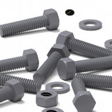 50x Grey PVC Hex Head Plastic Screws & Bolts M6 x 25 mm, Nuts & Washers