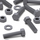 50x Grey PVC Hex Head Plastic Screws & Bolts M6 x 25 mm, Nuts & Washers