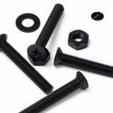 50x Black Nylon Countersunk Cross Screws & Bolts M3 x 20 mm, Nuts & Washers