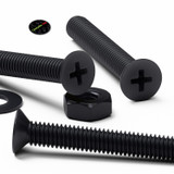 50x Black Nylon Countersunk Cross Screws & Bolts M3 x 20 mm, Nuts & Washers