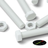 5x White POM Hex Head Plastic Screws & Bolts M16 x 150 mm, Nuts & Washers