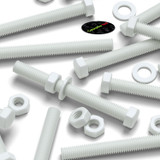 5x White POM Hex Head Plastic Screws & Bolts M16 x 150 mm, Nuts & Washers