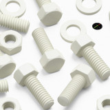 50x White PVC Hex Head Plastic Screws & Bolts M6 x 16 mm, Nuts & Washers