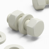 50x White PVC Hex Head Plastic Screws & Bolts M6 x 16 mm, Nuts & Washers