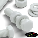 10x White POM Hex Head Plastic Screws & Bolts M12 x 60 mm, Nuts & Washers