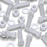 50x viti acriliche trasparenti zigrinate a taglio M8 x 30mm dadi e rondelle