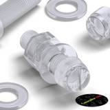 50x Clear Acrylic Slotted Knurled Thumbscrews M8 x 30 mm, Nuts & Washers