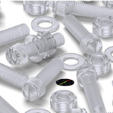 50x viti acriliche trasparenti zigrinate a taglio M8 x 30mm dadi e rondelle