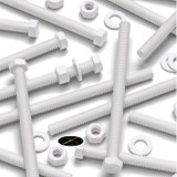5x White PP Hex Head Plastic Screws & Bolts M12 x 170 mm, Nuts & Washers