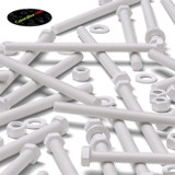 5x White PP Hex Head Plastic Screws & Bolts M12 x 170 mm, Nuts & Washers