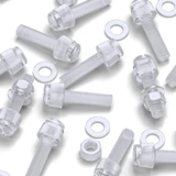 50x viti acriliche trasparenti zigrinate a taglio M5 x 20mm dadi e rondelle