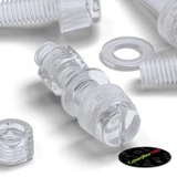50x Clear Acrylic Slotted Knurled Thumbscrews M5 x 20 mm, Nuts & Washers