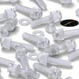 50x Clear Acrylic Slotted Knurled Thumbscrews M5 x 20 mm, Nuts & Washers