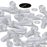 50x Clear Acrylic Slotted Knurled Thumbscrews M5 x 20 mm, Nuts & Washers