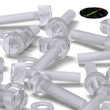50x Clear Acrylic Slotted Knurled Thumbscrews M8 x 40 mm, Nuts & Washers
