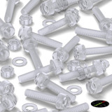 50x viti acriliche trasparenti zigrinate a taglio M8 x 40mm dadi e rondelle