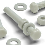 5x Natural Glass Filled Nylon Hex Head Screws M12 x 100 mm, Nuts & Washers