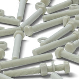 5x Natural Glass Filled Nylon Hex Head Screws M12 x 100 mm, Nuts & Washers