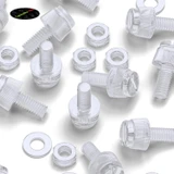 50x Clear Acrylic Slotted Knurled Thumbscrews M4 x 10 mm, Nuts & Washers